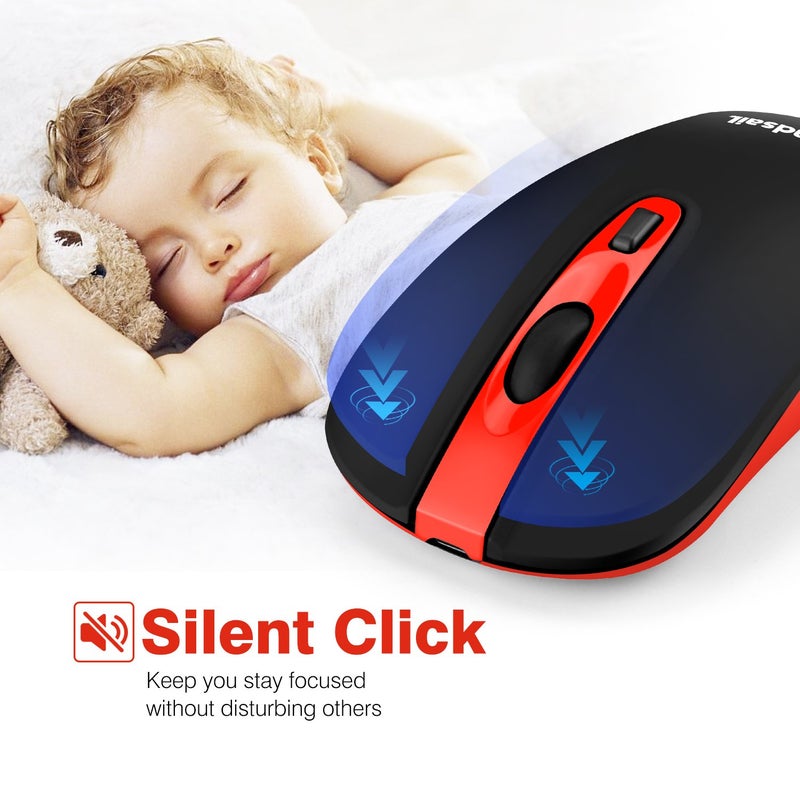 Leadsail Rechargeable Wireless Slim Cordless Mouse, 2.4G Portable Less Noise Optical Mouse with 5 Adjustable DPI Levels for Laptop, Desktop, MacBook - Image 3